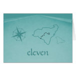 Treasure Map Table Number Card, Teal