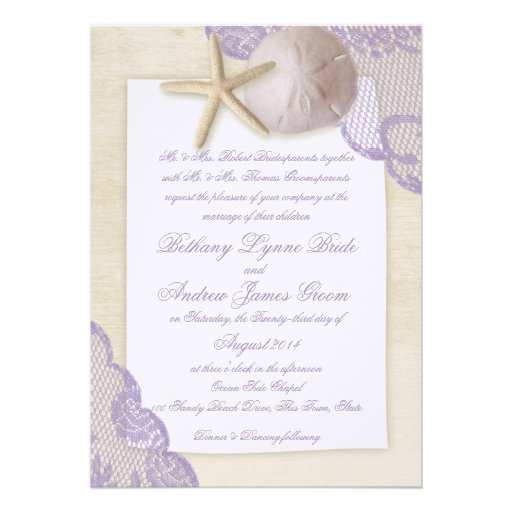 Treasured Beach Lavender Wedding Invitations