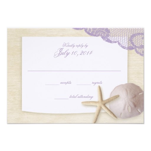 Treasured Beach Lavender Wedding Response Personalized Invitation