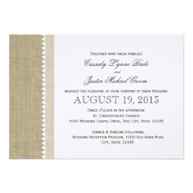 Treasured Hearts and Burlap Wedding Invitation