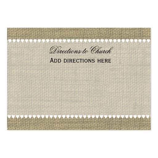 Treasured Hearts Burlap Info Card Business Card Template (front side)