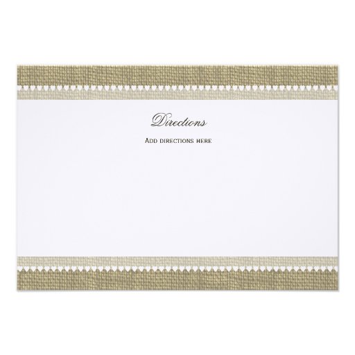 Treasured Hearts Burlap Look Directions Insert Personalized Announcement