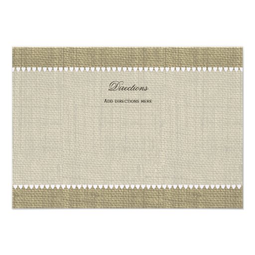 Treasured Hearts Burlap Look Directions Insert Personalized Announcements