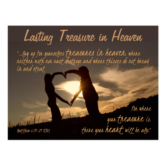 Treasures in Heaven Matthew 6:19-21 Bible Verse Postcards