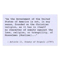 Treaty of Tripoli trivia cards Business Card Templates