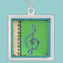 treble clef and keyboard necklace necklaces