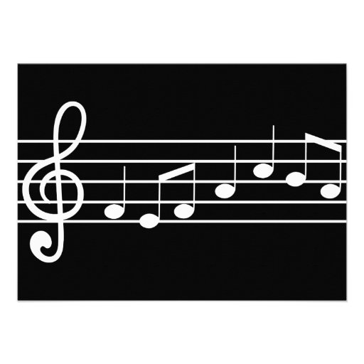 treble clef and notes : sheet music custom invite