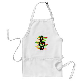 Treble Clef Graphic Black with Red Yellow Green apron