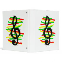 Treble Clef Graphic Black with Red Yellow Green Binders