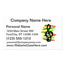 Treble Clef Graphic Black with Red Yellow Green Business Card