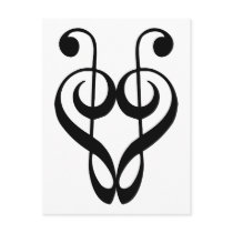 Treble clef heart (black) postcards by thevibemerchants Treble clef heart (black) postcards