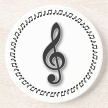 Treble Clef Music Note Design Drink Coasters