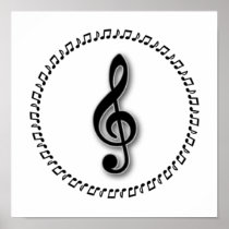 Treble Clef Music Note Design posters