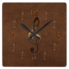 Treble Clef Music-themed Faux Leather Wall Clock