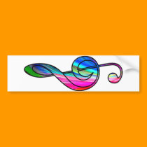 Treble clef note in color_ bumper stickers
