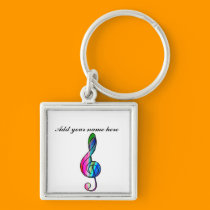 Treble clef note in color_ keychains