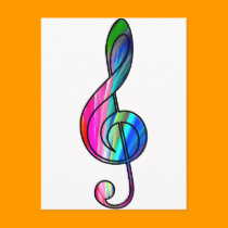 Treble clef note in color_ postcards