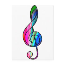 Treble clef note in color_ postcard