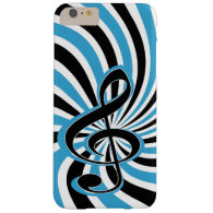 Treble Clef on Blue Retro Background Barely There iPhone 6 Plus Case