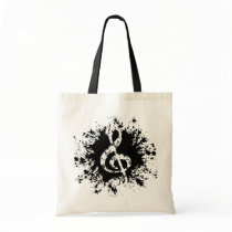 Treble Clef Splat Canvas Bag