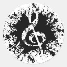 Treble Clef Splat Round Stickers