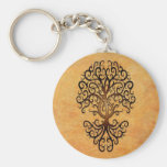 Treble Clef Tree, brown Key Chain