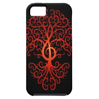 Treble Clef Tree, red &amp; black iPhone 5 Covers