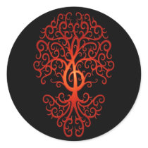 Treble Clef Tree, red & black Stickers
