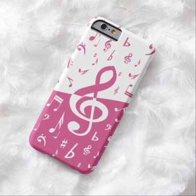 Treble Clef Wave Music Notes in Pink and White Barely There iPhone 6 Case