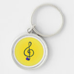 Treble horn clef blue with yellow circle key chain