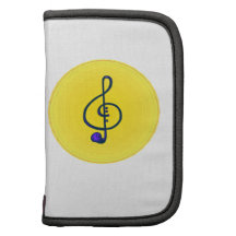 Treble horn clef blue with yellow circle folio planners