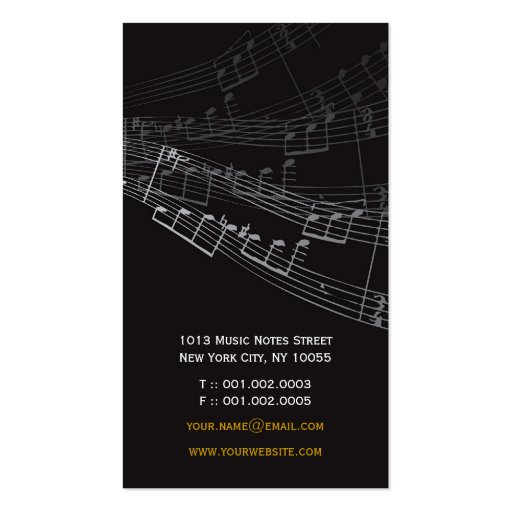 Treble Love Heart Music Musical Notes Symphony Business Card Templates (back side)