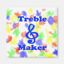 treble maker clef blue music design refrigerator magnets