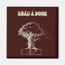 Tree and a book fridge magnets