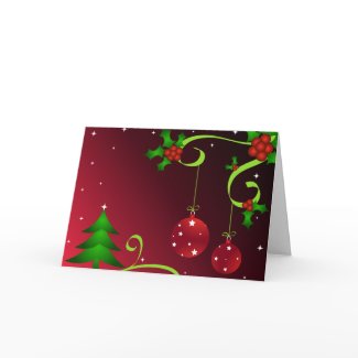 Tree and holly - Card card