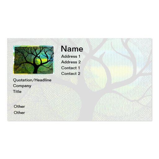 Tree and Moon - Blue and Yellow Watercolors Business Cards (front side)