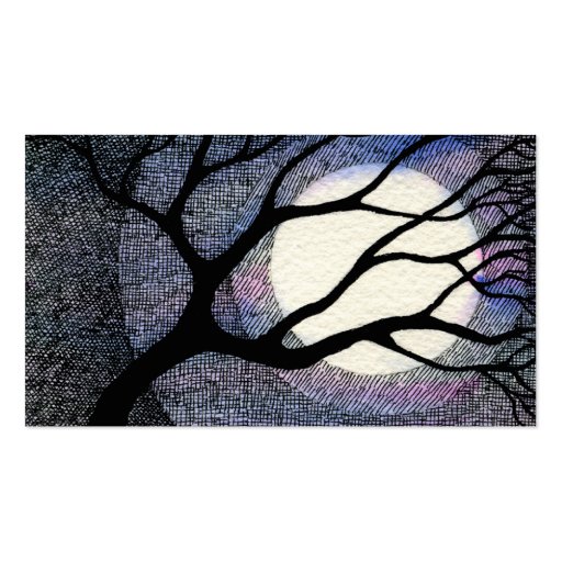 Tree and Moon Cross Hatched Business Card (back side)