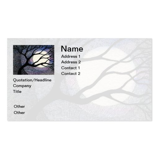 Tree and Moon Cross Hatched Business Card (front side)
