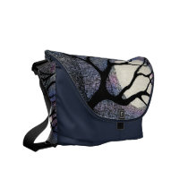 Tree and Moon Cross Hatched messenger bags