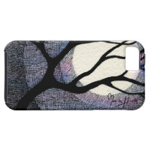 Tree and Moon Cross Hatched iPhone 5 Covers