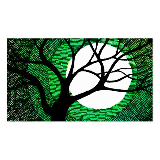 Tree and Moon - Green Business Cards (back side)