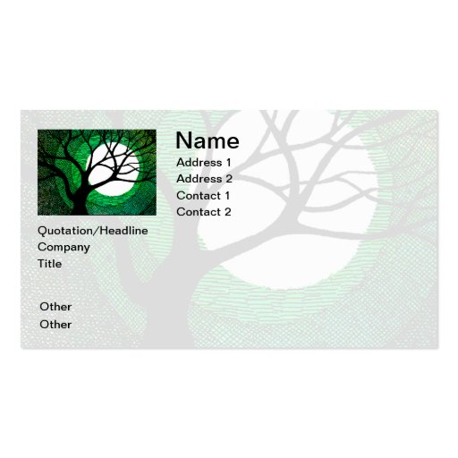 Tree and Moon - Green Business Cards (front side)