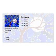 Tree and Moon on Canvas - Blue Business Card Template
