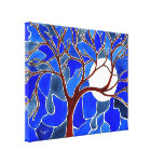 Tree and Moon on Canvas - Blue Canvas Prints