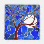 Tree and Moon on Canvas - Blue Magnets