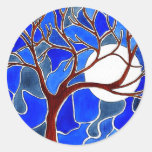 Tree and Moon on Canvas - Blue Sticker