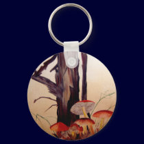 Tree and Mushrooms keychains