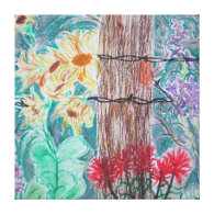 Tree and Wild Flowers Canvas Prints