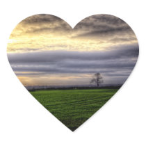 Tree at sunset HDR photography heart sticker stickers