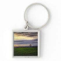 Tree at sunset keychain keychains